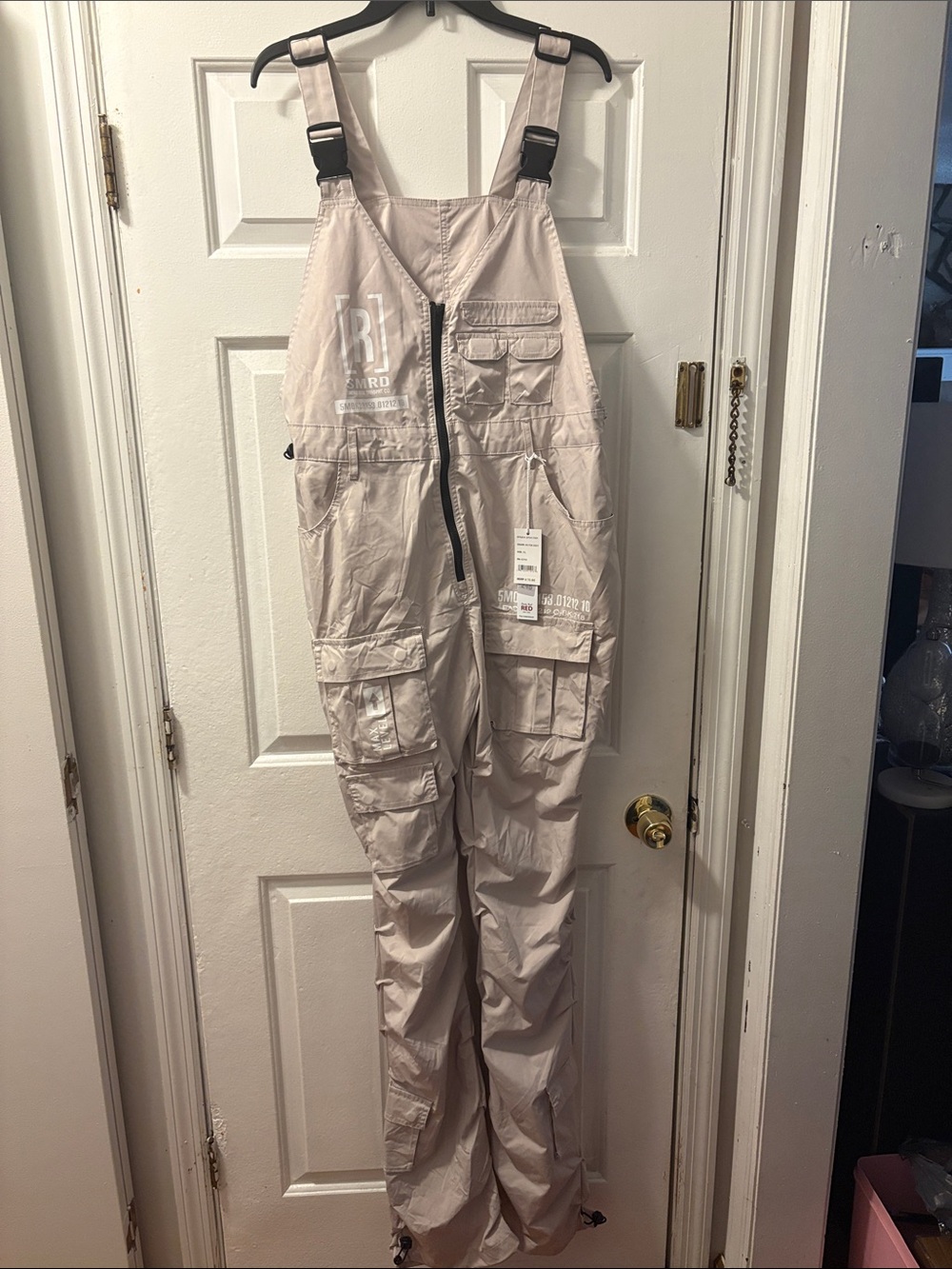 Smoke Rise Light Beige Cargo Utility Overalls